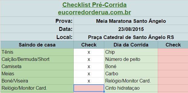 checklist para organizar corrida