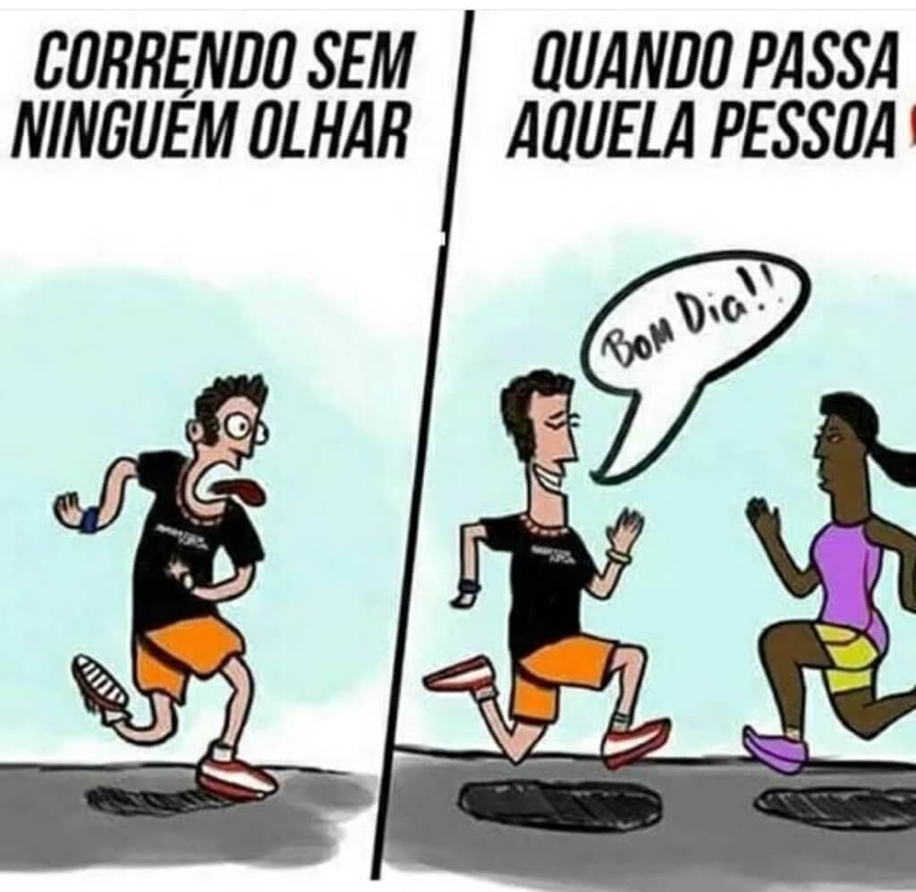meme corrida pose para a foto